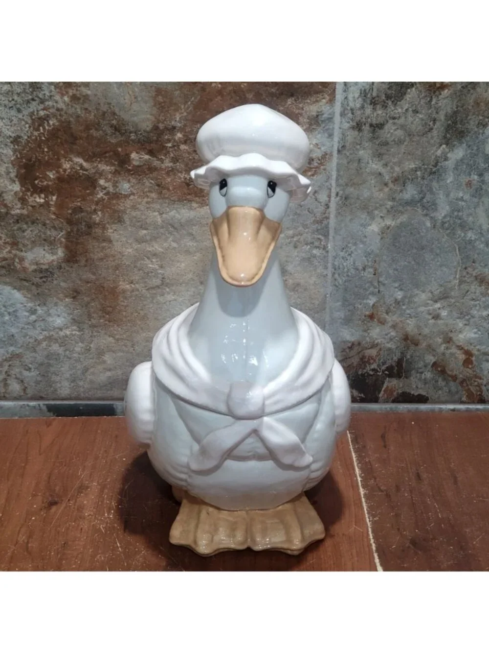 Vintage Large Mother Duck Goose Ceramic Cookie Jar